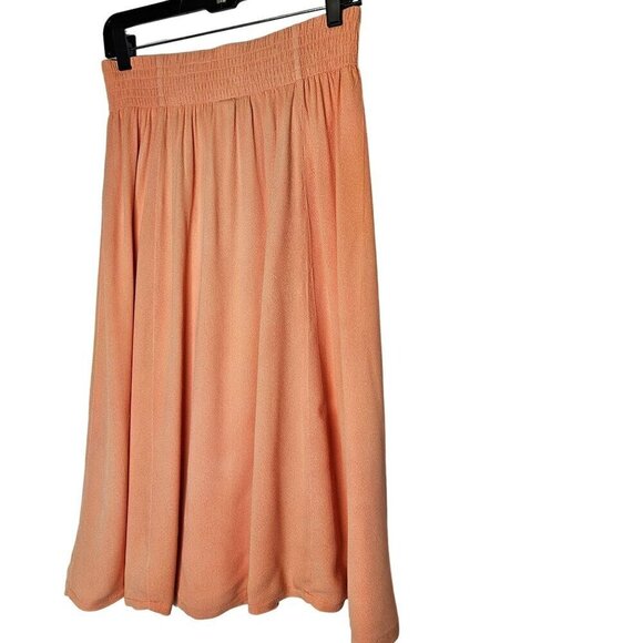Ascente Peach Midi Skirt Wide Elastic Pleated Waist Rayon No Pockets Pull on‎ M - Picture 2 of 11